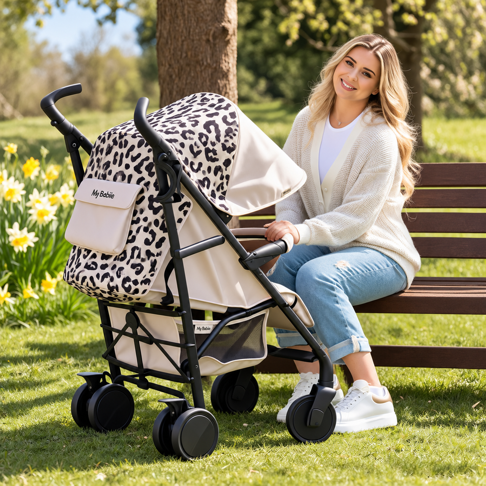 My Babiie MB51 Plus Stroller with Raincover - Fawn Leopard