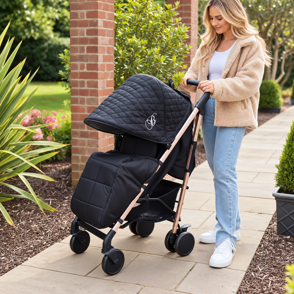 My Babiie Plus MB51 Stroller with Raincover - Quilted Black