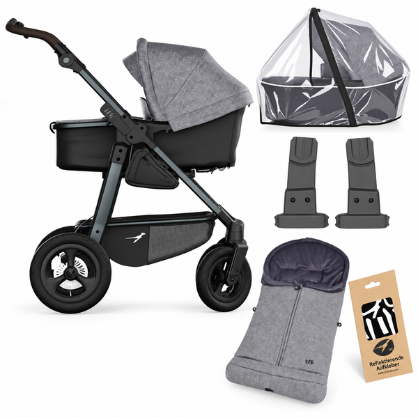 TFK Mono4 Premium Grey Essential Bundle | Footmuff, Raincover & Car Seat Adaptors