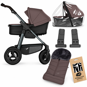 TFK Mono4 Brown Essential Bundle | Footmuff, Raincover & Car Seat Adaptors