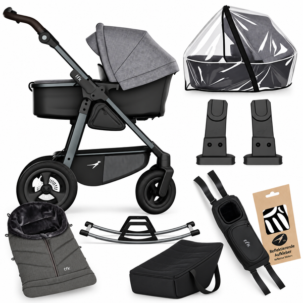 TFK Mono4 Premium Grey Complete Adventure Bundle – Footmuff, City Bag, Rocker & Accessories