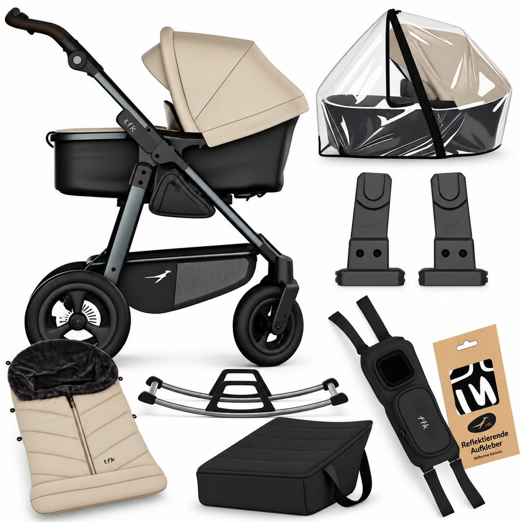 TFK Mono4 Sand Complete Adventure Bundle – Footmuff, City Bag, Rocker & Accessories