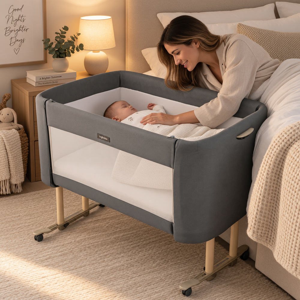 Inglesina Welcome Bed Bedside Crib - Shiva Grey
