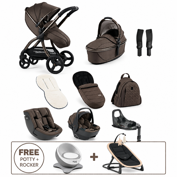Egg3 Chocolate Velvet All Stages 360 Bundle with Shell 360 Infant & Toddler Car Seats + ISOFIX Base