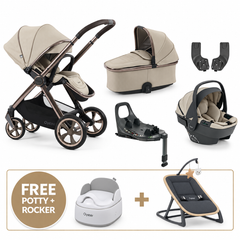 Oyster 4 Buttermilk Essentials Travel System with Capsule 360 Car Seat & Rotating ISOFIX Base