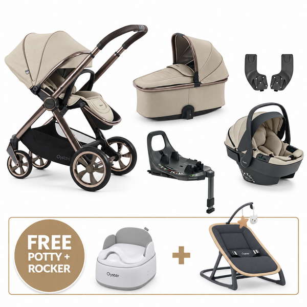 Oyster 4 Buttermilk Essentials Travel System with Capsule 360 Car Seat & Rotating ISOFIX Base