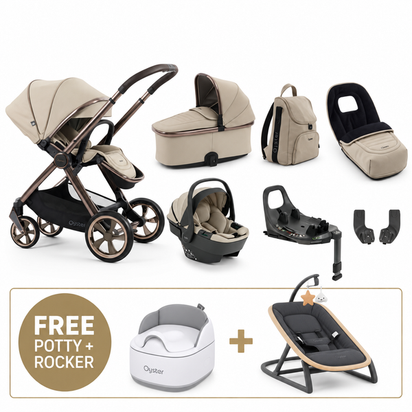 Oyster 4 Buttermilk Luxury Travel System with Capsule 360 Car Seat & Rotating ISOFIX Base