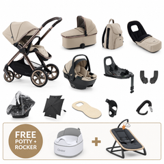 Oyster 4 Buttermilk Ultimate Travel System with Capsule 360 Car Seat & Rotating ISOFIX Base