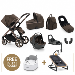 Oyster 4 Chocolate Velvet Luxury Travel System with Capsule 360 Car Seat & Rotating ISOFIX Base