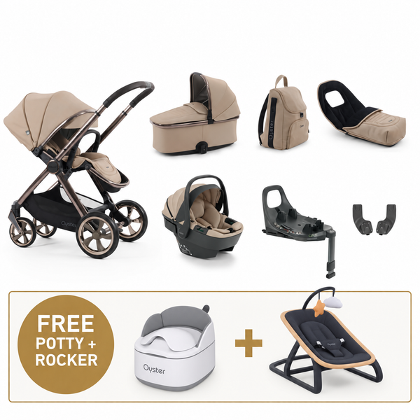 Oyster 4 Fawn Luxury Travel System with Capsule 360 Car Seat & Rotating ISOFIX Base