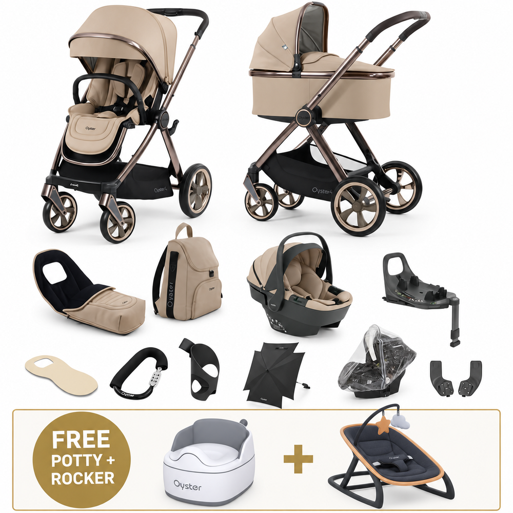Oyster 4 Fawn Ultimate Travel System with Capsule 360 Car Seat & Rotating ISOFIX Base
