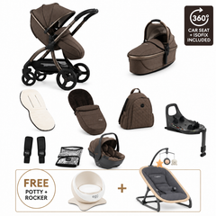 Egg3 Chocolate Velvet Luxury Bundle with Shell 360 i-Size Car Seat & 360 ISOFIX Base