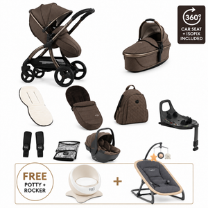 Egg3 Chocolate Velvet Luxury Bundle with Shell 360 i-Size Car Seat & 360 ISOFIX Base