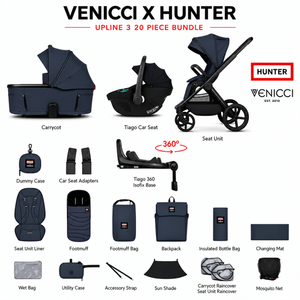 Venicci x Hunter Upline 3 Navy 4-in-1 Travel System with Rotating Isofix Base