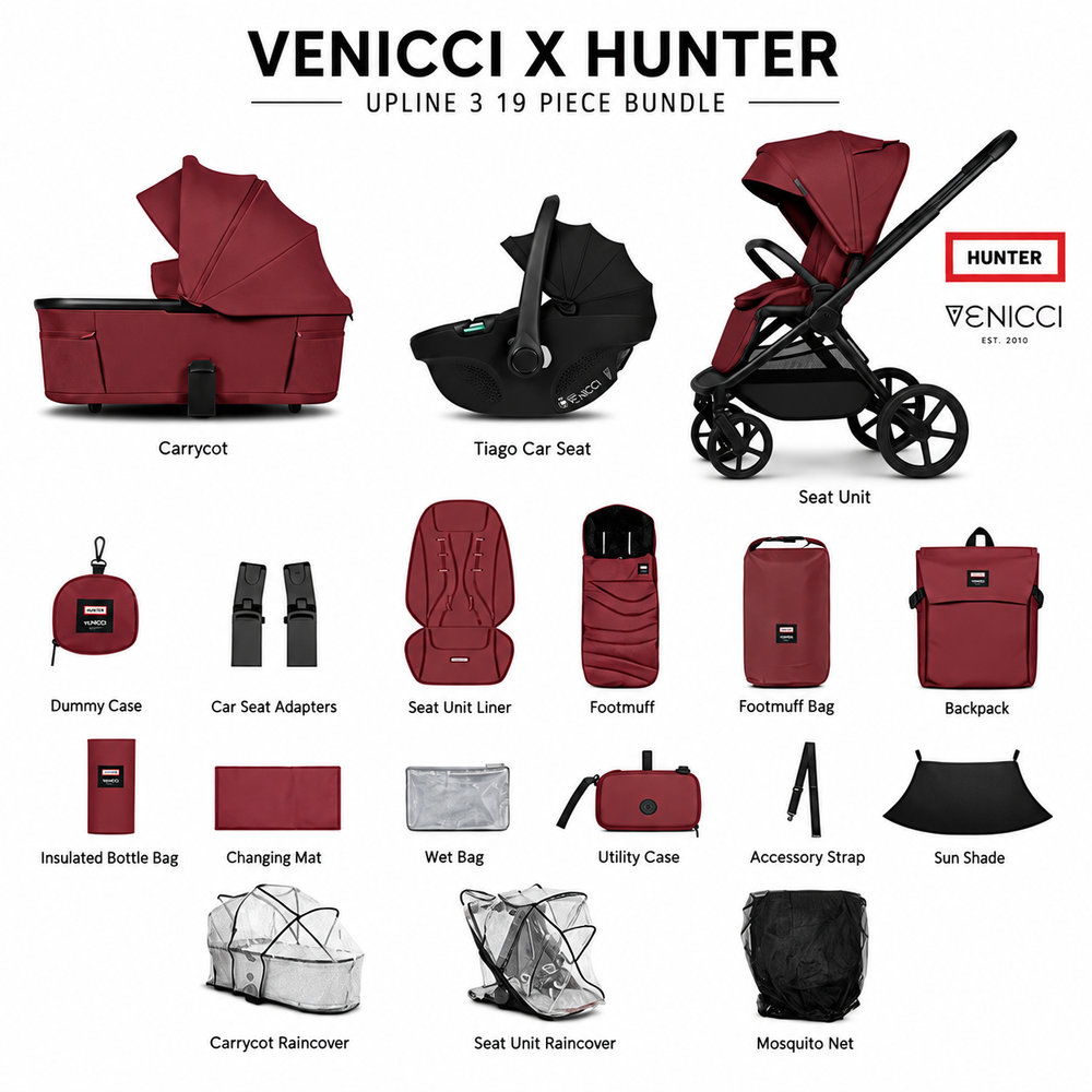 Venicci x Hunter Upline 3 Red  3-in-1 Travel System
