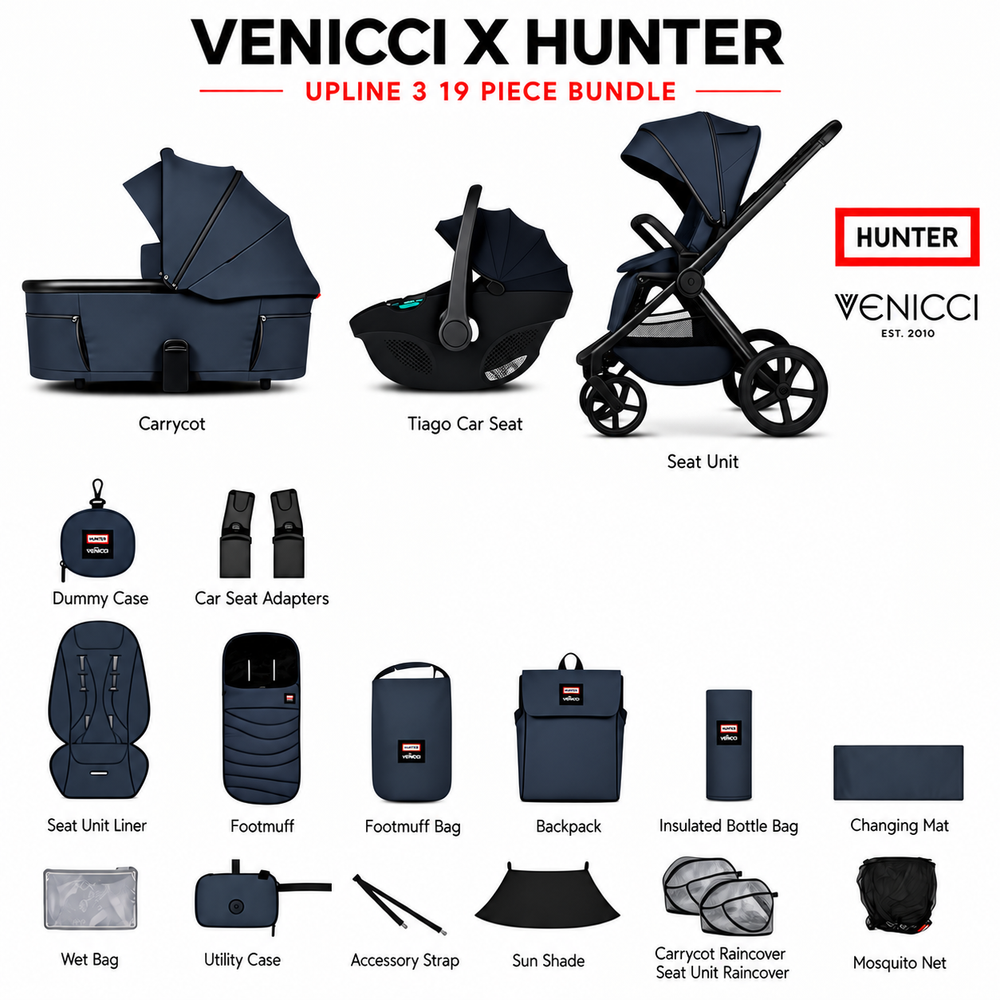 Venicci x Hunter Upline 3 Navy 3-in-1 Travel System