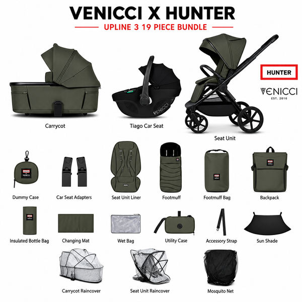 Venicci x Hunter Upline 3 Dark Olive 3-in-1 Travel System