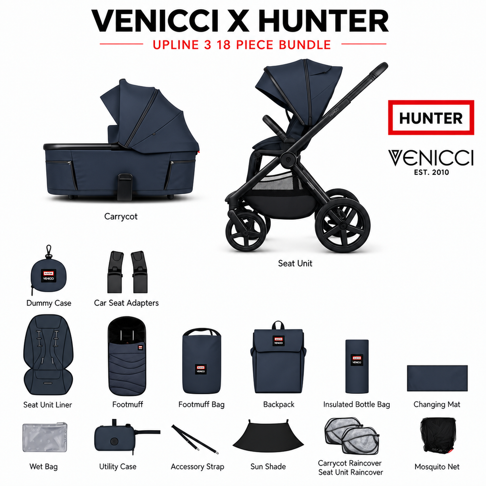 Venicci x Hunter Upline 3 Navy 2-in-1 Pram & Pushchair