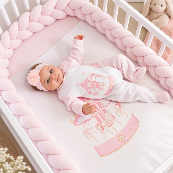 First Baby Luxury Carousel Baby Grow - Pink