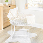 Baby Wicker Moses Basket in Cream Dimple By Clair De Lune