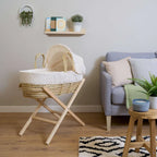 Clair De Lune Palm Moses Basket in Cream Dimple