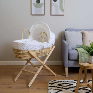 Baby Moses Basket in White Dimple By Clair De Lune