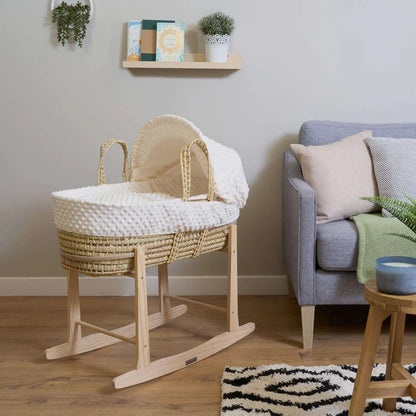 Clair De Lune Palm Moses Basket in Cream Dimple