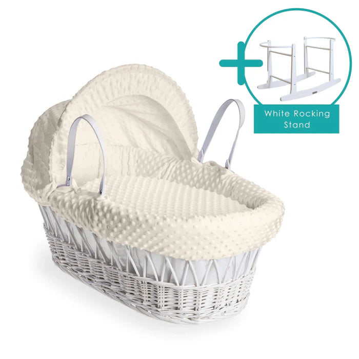 Baby Wicker Moses Basket in Cream Dimple By Clair De Lune