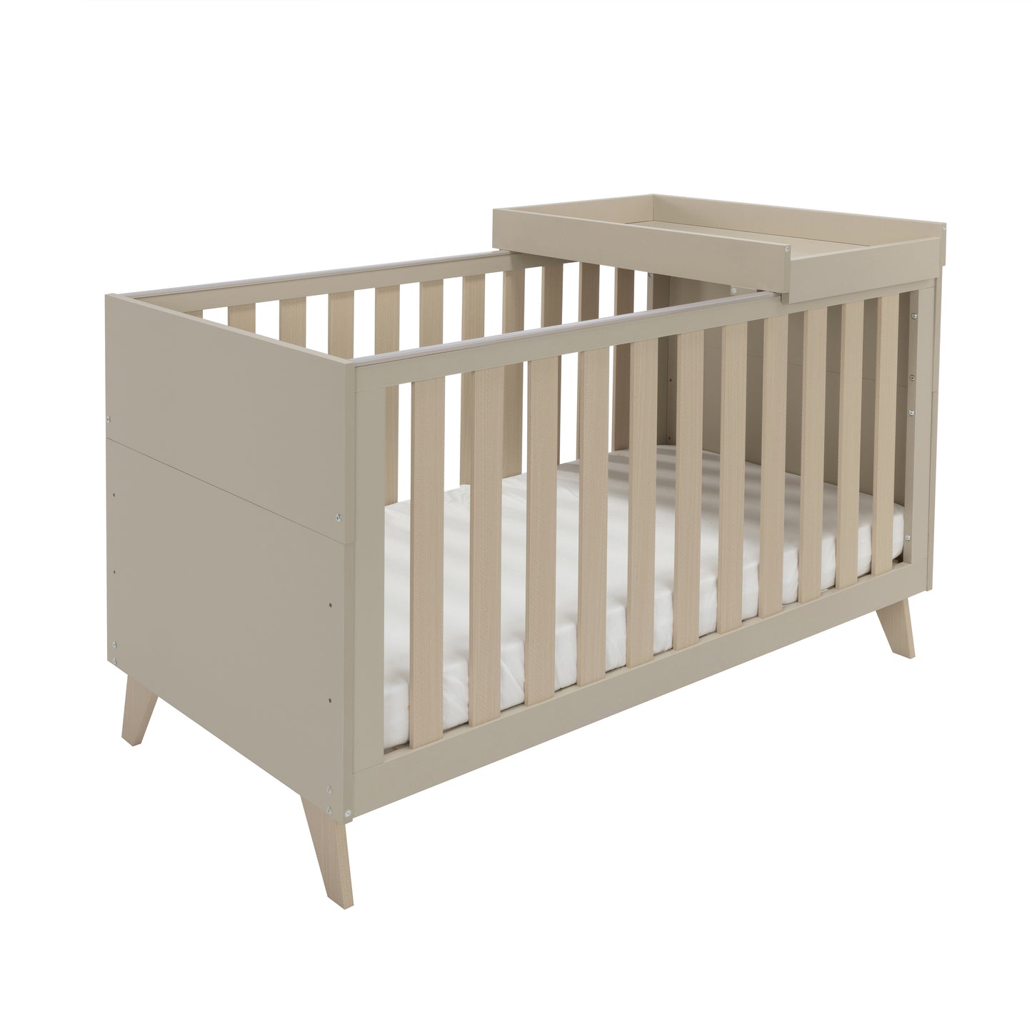 Babymore Dante Cot Bed with Cot Top Changer - Cashmere