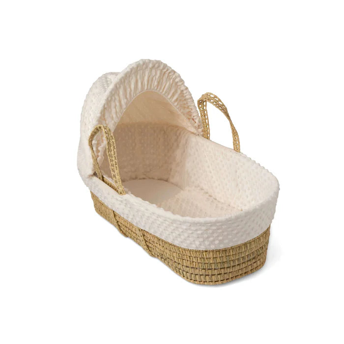 Clair De Lune Palm Moses Basket in Cream Dimple