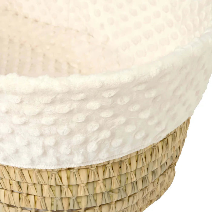 Clair De Lune Palm Moses Basket in Cream Dimple