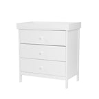 Bebe & Beyond Dreamer Changing Unit White three drawer nursery changing table with  changing top