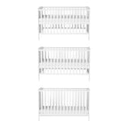 Bebe & Beyond Dreamer Cot Bed White convertible baby cot with three mattress heights