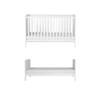 Bebe & Beyond Dreamer Cot Bed White convertible baby cot with  toddler bed conversion