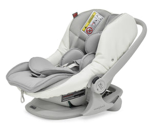 Bebecar stylo class privé white sparkle 3-in-1 travel system gray and white infant car seat with padded fabric upholstery