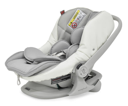 Bebecar stylo class privé white sparkle 3-in-1 travel system gray and white infant car seat with padded fabric upholstery
