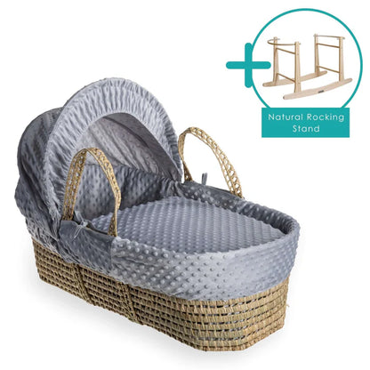 Baby Moses Basket in Grey Dimple By Clair De Lune