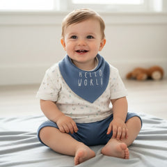 Baby Boy's Organic "Hello World" Ribbed Shorts Set