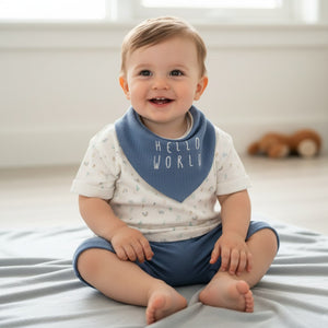 Baby Boy's Organic "Hello World" Ribbed Shorts Set
