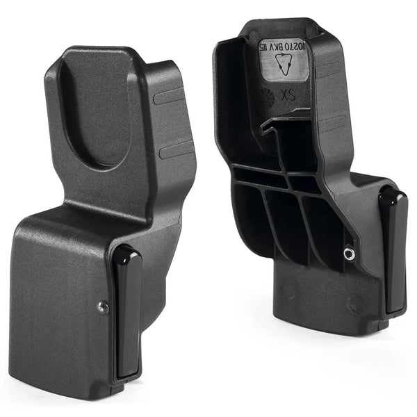 Black plastic Peg Perego universal car seat adapter infant insert with molded contours and visible xs size label