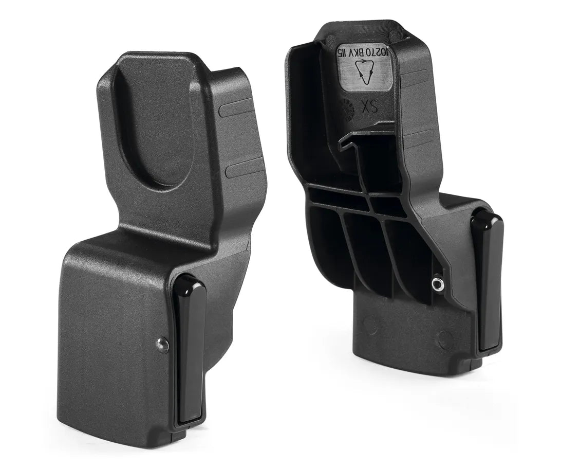 Black plastic Peg Perego universal car seat adapter infant insert with molded contours and visible xs size label