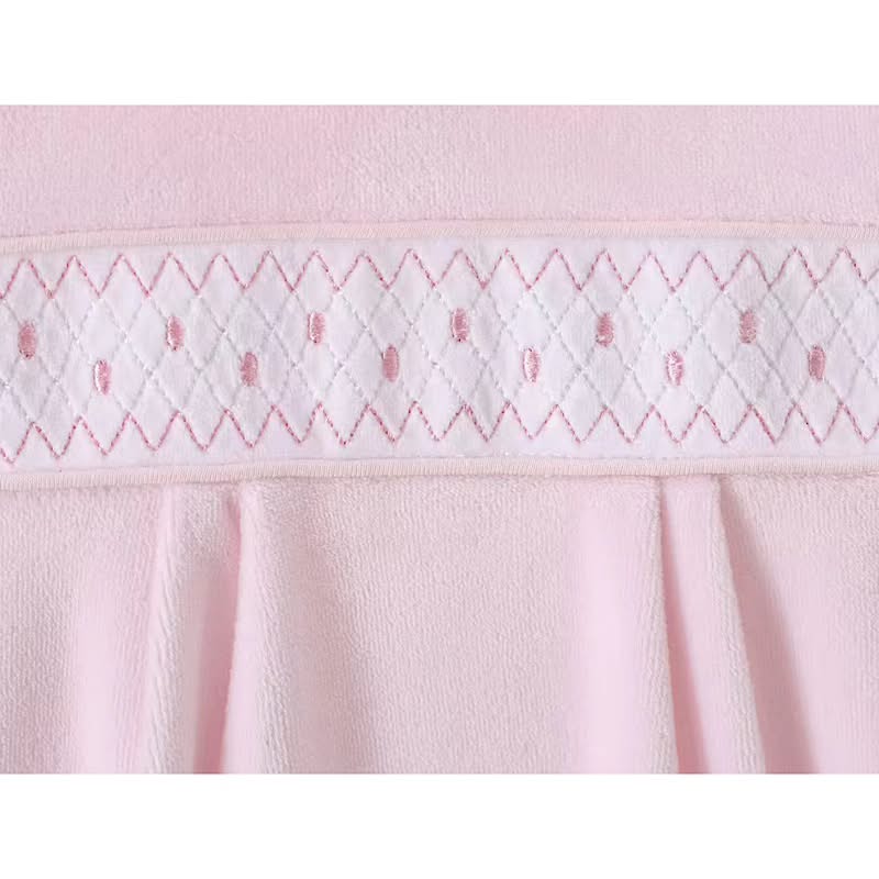 Baby Girls Pink Velour Polka Dot Smocked Sleepsuit – 0-9 Months