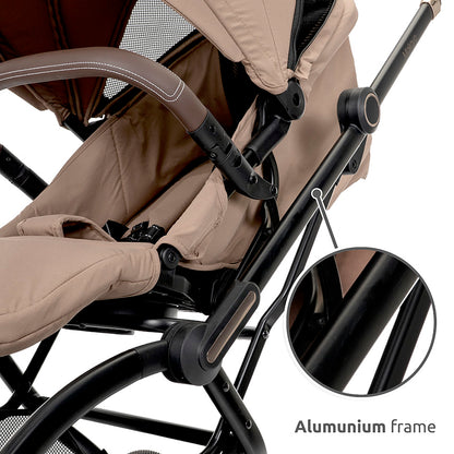 Lorelli Makaya 360 Rotation Stroller – Beige | Lightweight Reversible Pushchair from Birth to 22kg