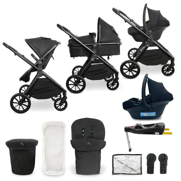 My babiie mb220 black 3-in-1 travel system with convertible stroller and matching isofix car seat base