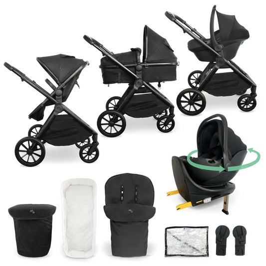 My Babiie MB220 3-in-1 Travel System with Spin & Slide Car Seat and Isofix – Black