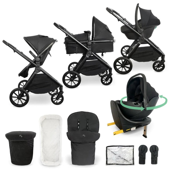 My Babiie MB220 3-in-1 Travel System with Spin & Slide Car Seat and Isofix – Black