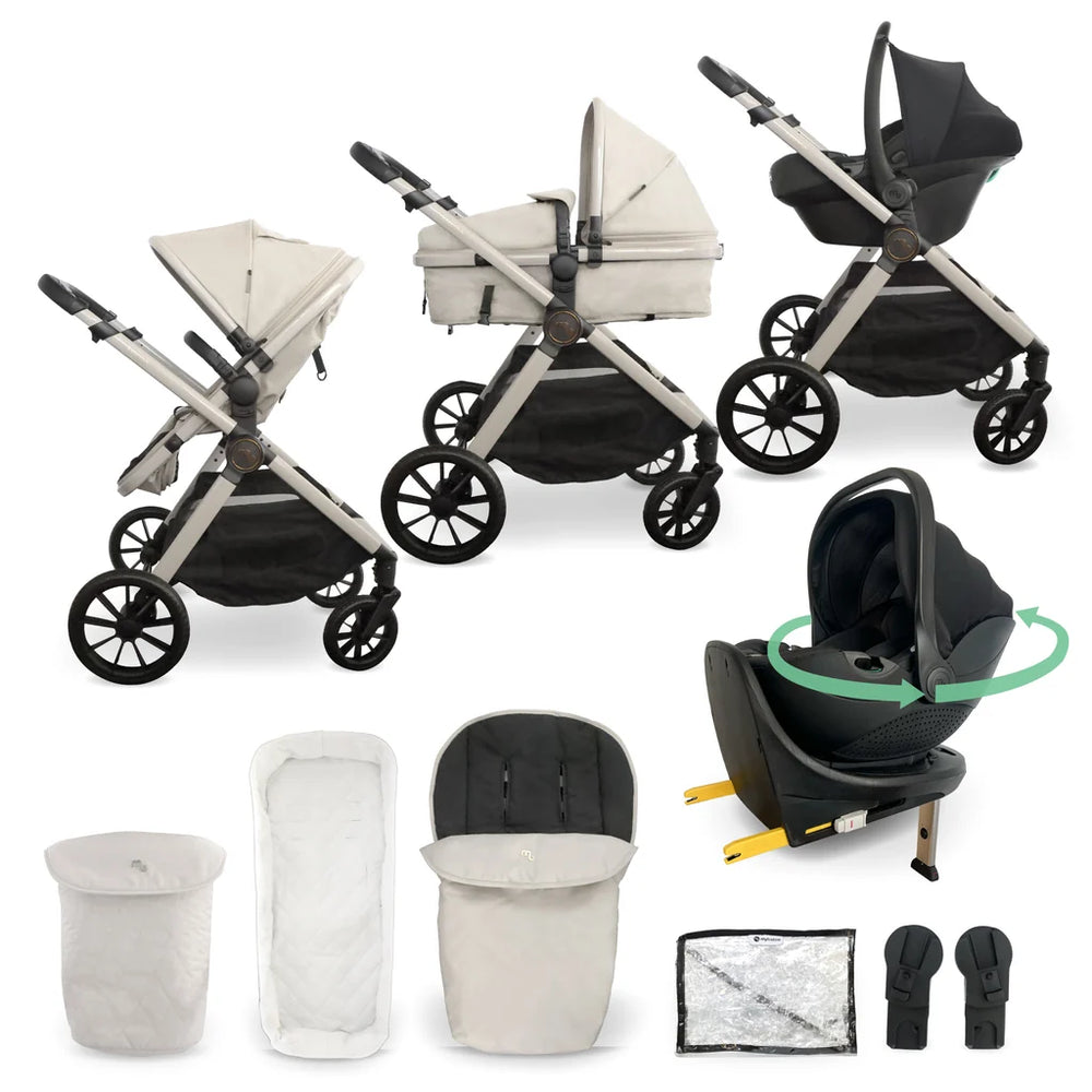 My Babiie MB220 3-in-1 Travel System with Spin & Slide Car Seat and Isofix – Ivory