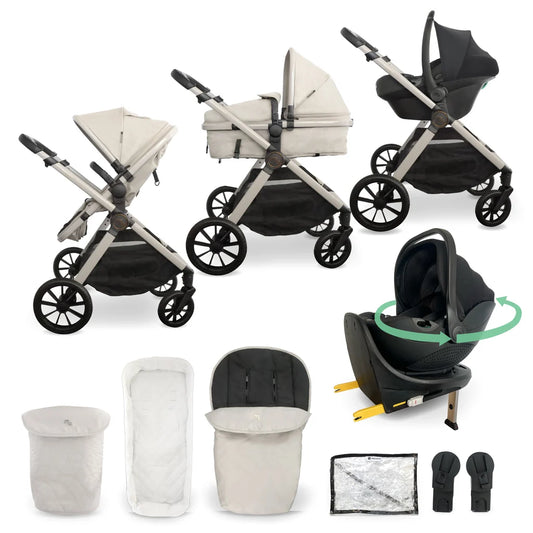 My Babiie MB220 3-in-1 Travel System with Spin & Slide Car Seat and Isofix – Ivory