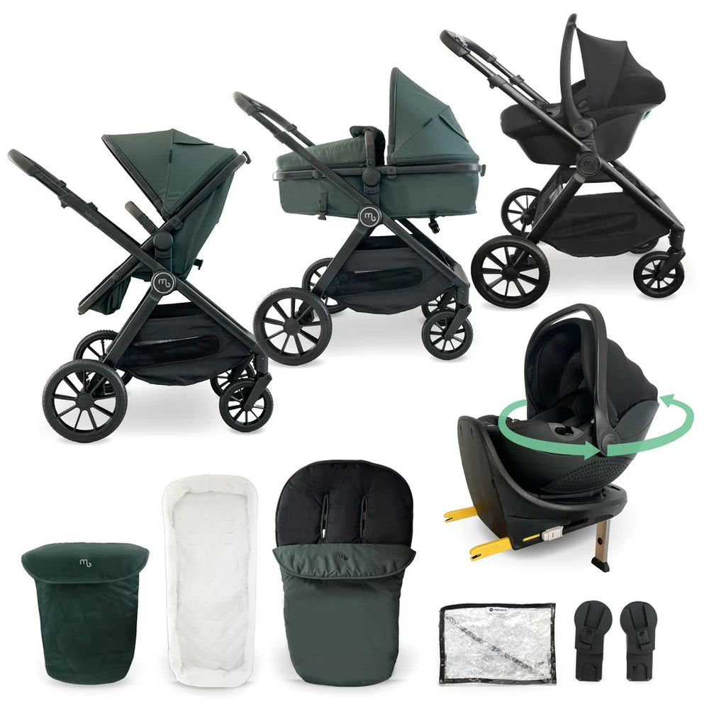 My Babiie MB220 3-in-1 Travel System with Spin & Slide Car Seat and Isofix – Forest Green