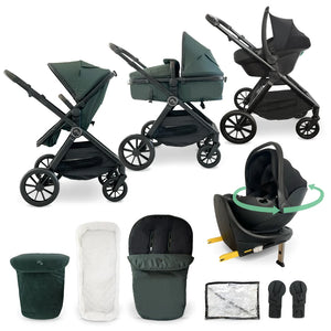 My Babiie MB220 3-in-1 Travel System with Spin & Slide Car Seat and Isofix – Forest Green